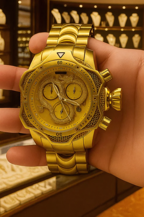 DRAGON GOLD WATCH (HEAVY QUALITY DUBAI IMPORTED (NEW ARRIVAL)
