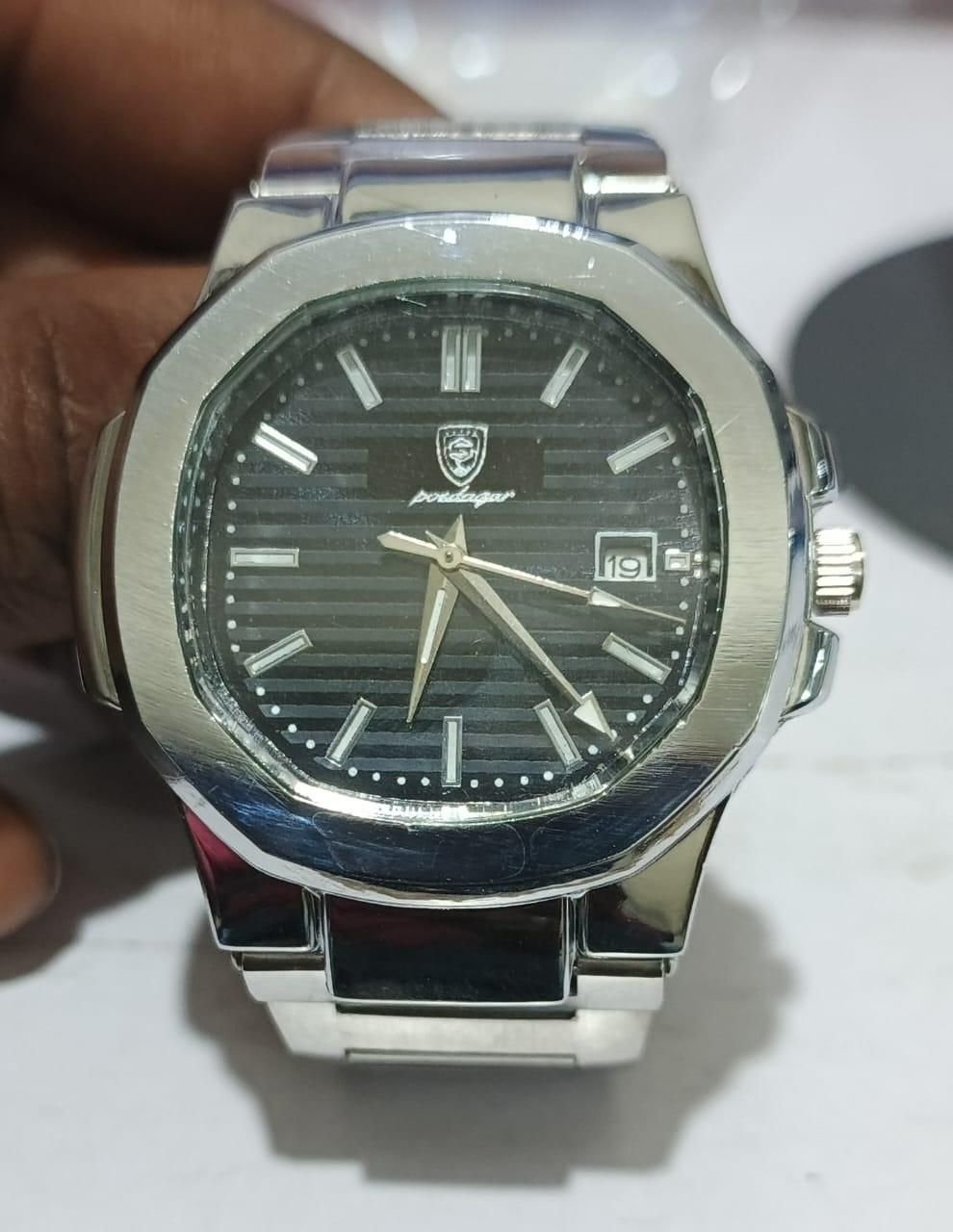 Luxury Stainless Steel Watch | Silver & Black Dial